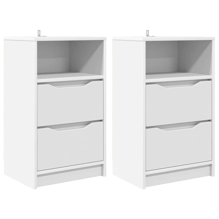 Mese de noptieră 2 pcs Alb 40 x 30 x 467 cm Lemn compozit - WALTI WALTI