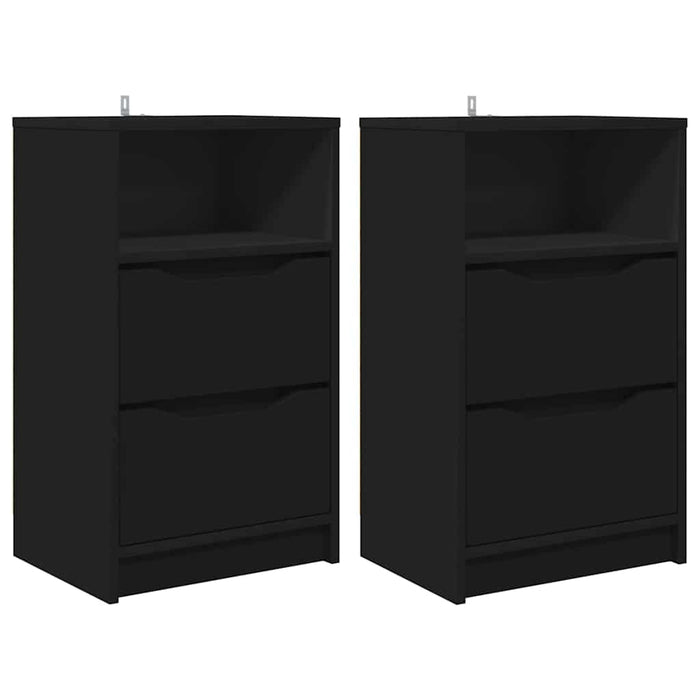 Mese de noptieră 2 pcs Negru 40 x 30 x 467 cm Lemn compozit - WALTI WALTI
