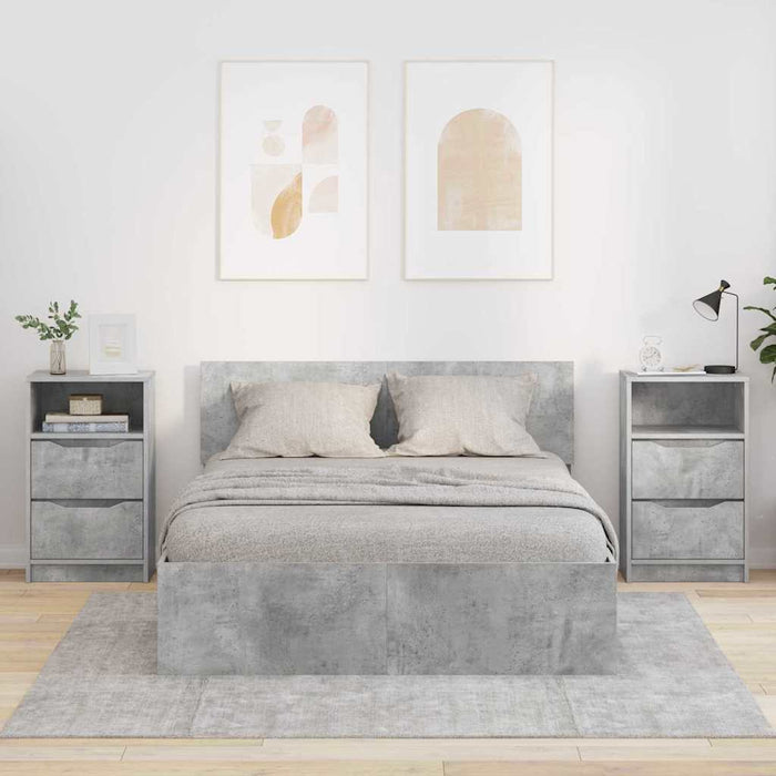 Mese de noptieră cu sertar 2 pcs Gri din beton 40 x 30 x 467 cm - WALTI WALTI