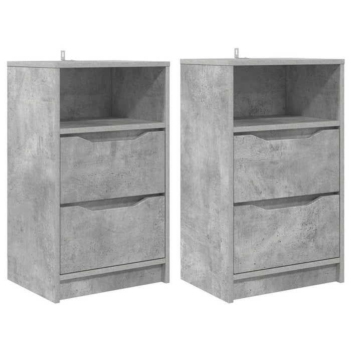 Mese de noptieră cu sertar 2 pcs Gri din beton 40 x 30 x 467 cm - WALTI WALTI