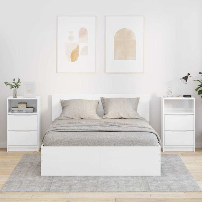 Mese de noptieră cu sertar 2 pcs Alb lucios 40 x 30 x 467 cm - WALTI WALTI