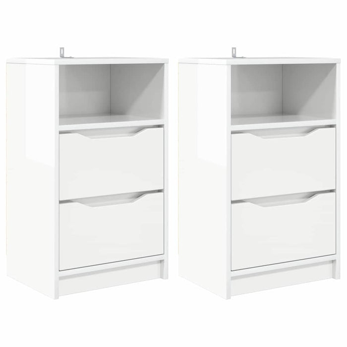 Mese de noptieră cu sertar 2 pcs Alb lucios 40 x 30 x 467 cm - WALTI WALTI