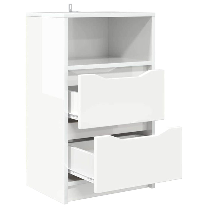 Mese de noptieră cu sertar 2 pcs Alb lucios 40 x 30 x 467 cm - WALTI WALTI