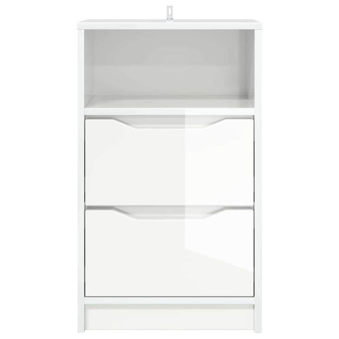 Mese de noptieră cu sertar 2 pcs Alb lucios 40 x 30 x 467 cm - WALTI WALTI