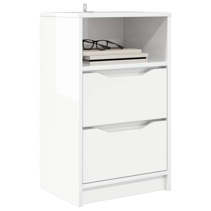 Mese de noptieră cu sertar 2 pcs Alb lucios 40 x 30 x 467 cm - WALTI WALTI