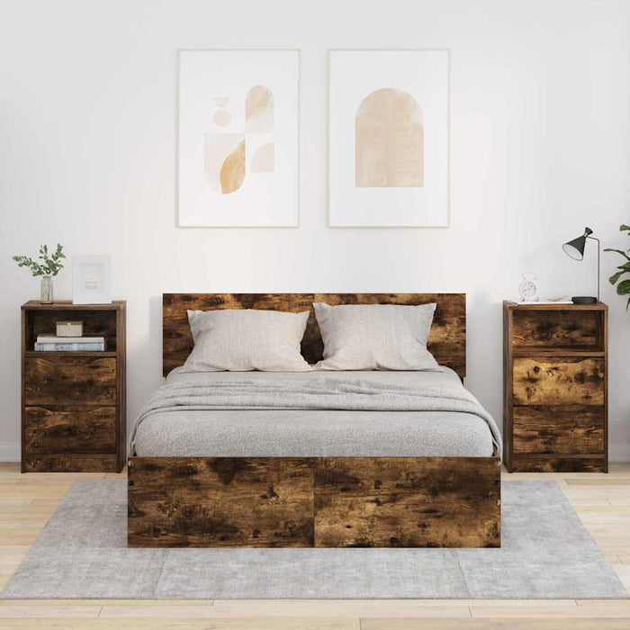 Mese de noptieră 2 pcs Stejar fumuriu 40 x 30 x 467 cm - WALTI WALTI