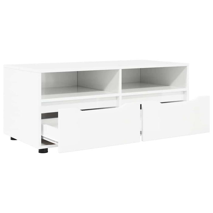 Cabinet TV cu sertar Alb lucios 100 x 48 x 43 cm Lemn compozit - WALTI WALTI