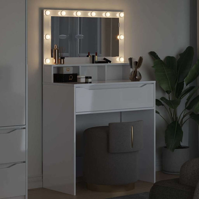 Mese de toaletă pentru dormitor Alb lucios 80 x 39,6 x 135 cm - WALTI WALTI