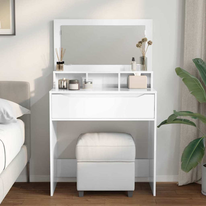 Mese de toaletă pentru dormitor Alb lucios 80 x 39,6 x 135 cm - WALTI WALTI