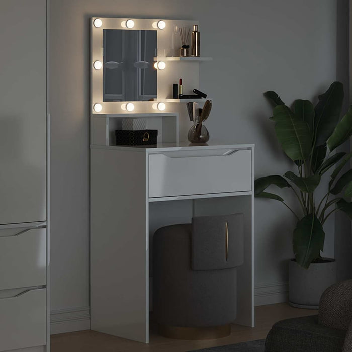 Mese de toaletă pentru dormitor Alb lucios 80 x 39,6 x 135 cm - WALTI WALTI