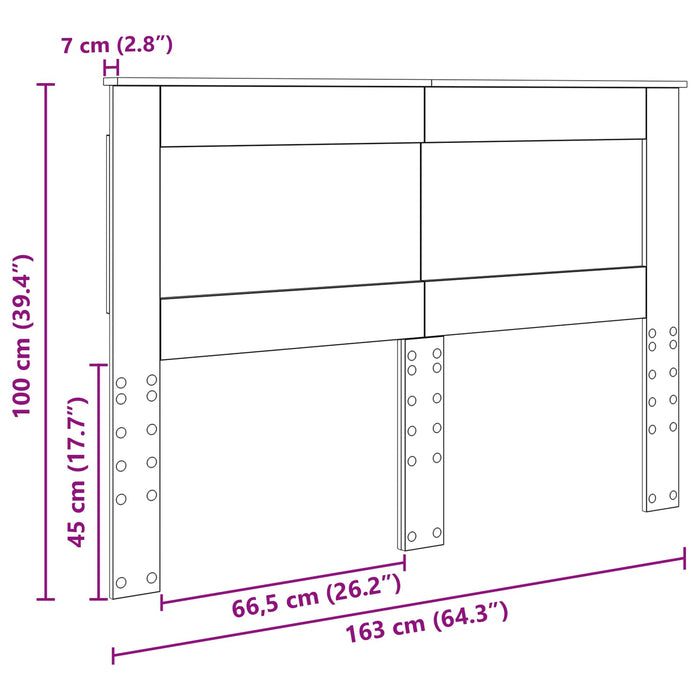 Tăblie cap cu headboard Gri Sonoma 160 cm Lemn compozit WALTI