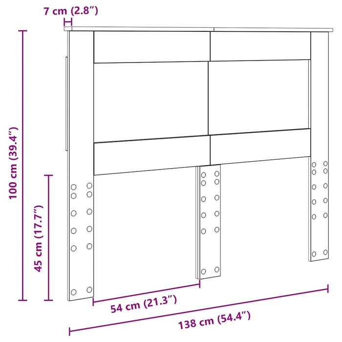 Tăblie cap cu headboard Gri Sonoma 135 cm Lemn compozit - WALTI WALTI