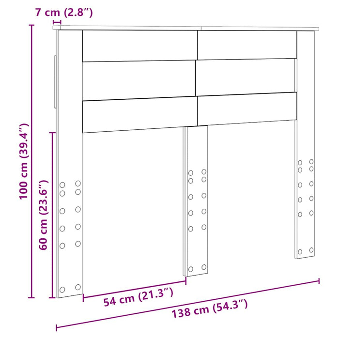 Tăblie cap cu headboard Gri Sonoma 135 cm Lemn compozit - WALTI WALTI