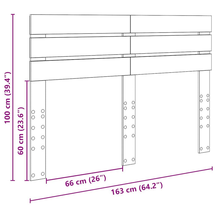 Tăblie cap cu headboard Gri Sonoma 160 cm Lemn compozit - WALTI WALTI