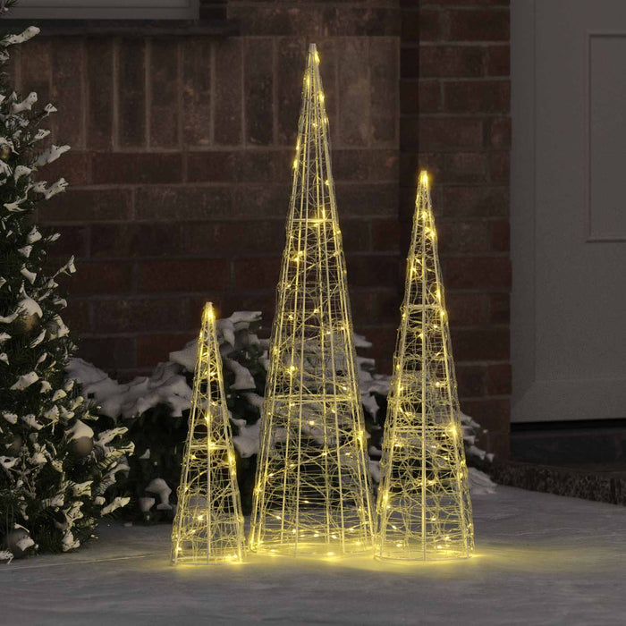 Brad de Crăciun cu 90 LED 3 pcs Alb cald 20 x 20 x 80 cm Acril WALTI