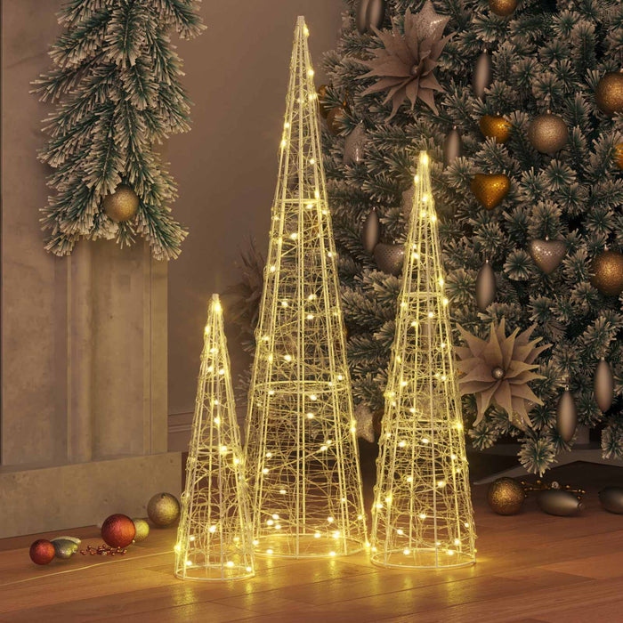 Brad de Crăciun cu 90 LED 3 pcs Alb cald 20 x 20 x 80 cm Acril WALTI