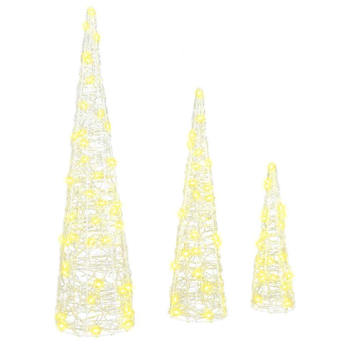 Brad de Crăciun cu 90 LED 3 pcs Alb cald 20 x 20 x 80 cm Acril WALTI