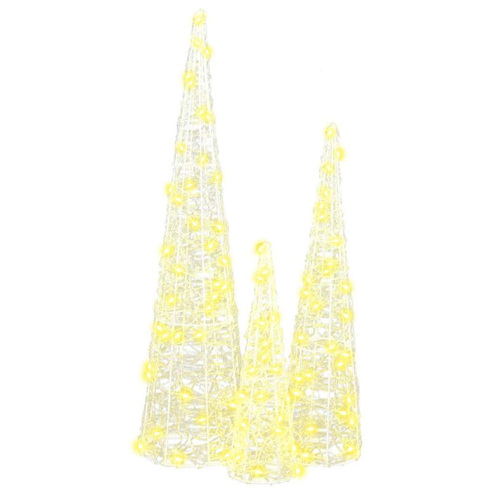 Brad de Crăciun cu 90 LED 3 pcs Alb cald 20 x 20 x 80 cm Acril WALTI