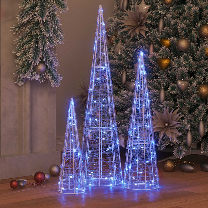Brad de Crăciun cu 90 LED 3 pcs albastru 20 x 20 x 80 cm Acril - WALTI WALTI