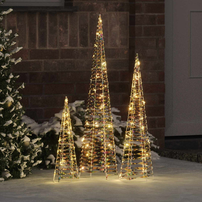 Brad de Crăciun cu 90 LED 3 pcs Alb cald 20 x 20 x 80 cm PET - WALTI WALTI