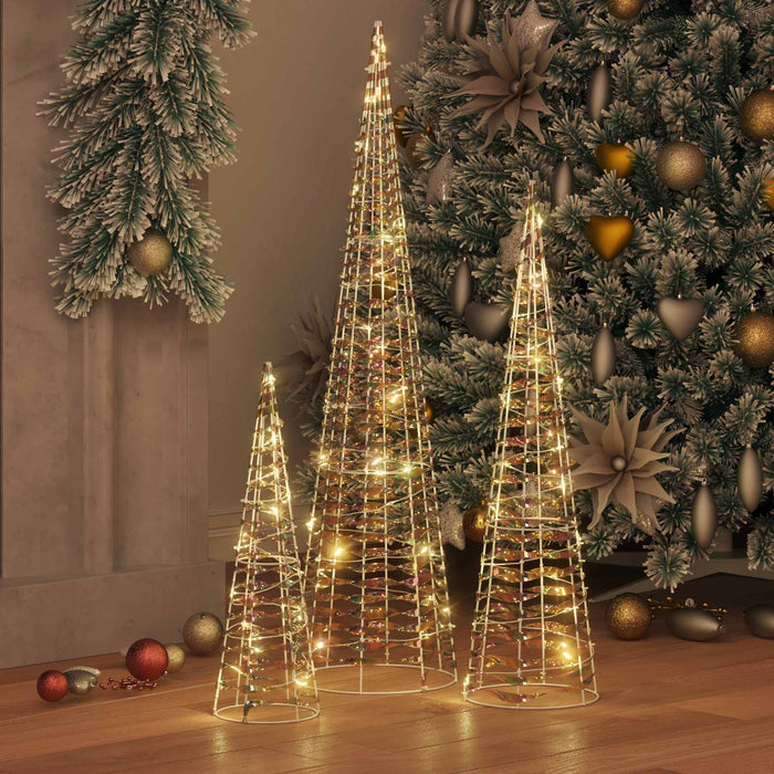Brad de Crăciun cu 90 LED 3 pcs Alb cald 20 x 20 x 80 cm PET - WALTI WALTI