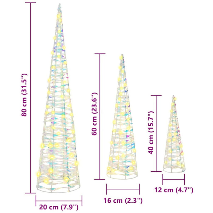 Brad de Crăciun cu 90 LED 3 pcs Alb cald 20 x 20 x 80 cm PET - WALTI WALTI