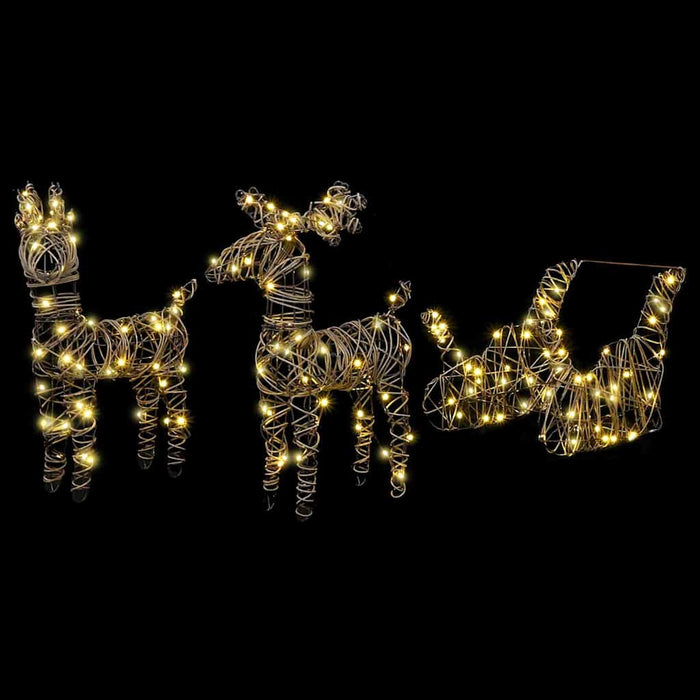 Sanie cu ren cu 160 LED Alb cald 53 x 28 x 33 cm Ratan - WALTI WALTI