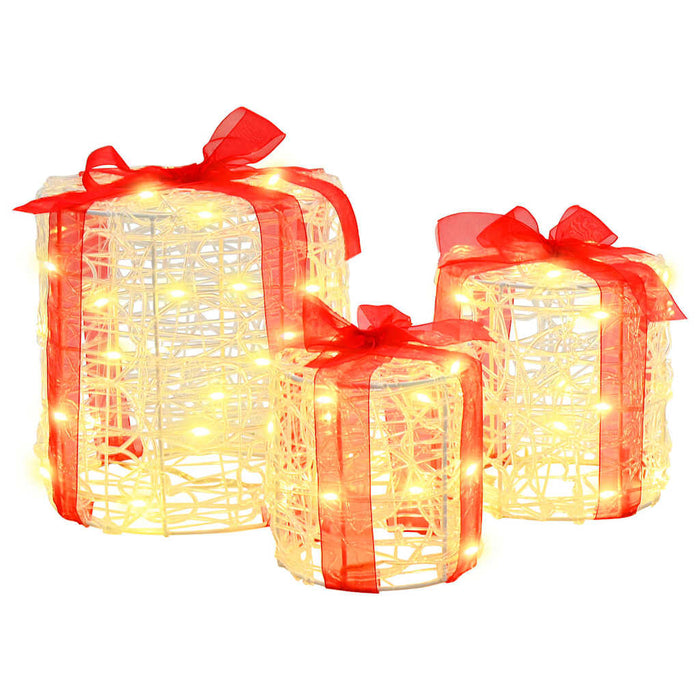 Decorație cutie de cadou 3 pcs Alb cald 20 x 20 x 21 cm Acril - WALTI WALTI