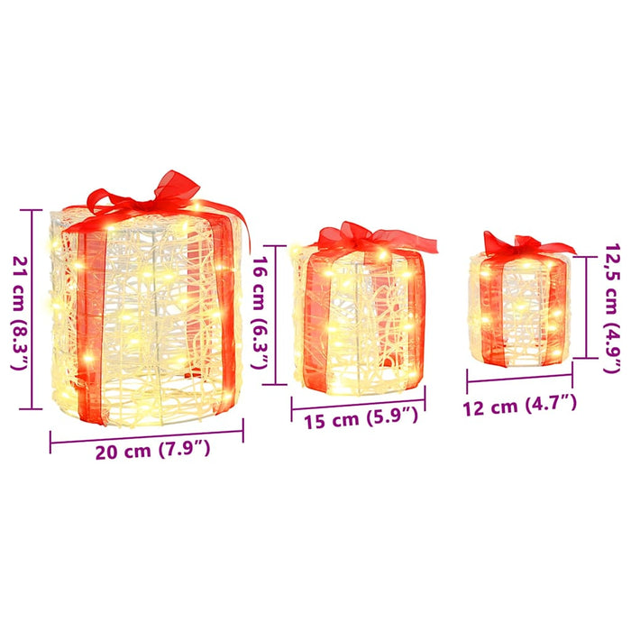 Decorație cutie de cadou 3 pcs Alb cald 20 x 20 x 21 cm Acril - WALTI WALTI
