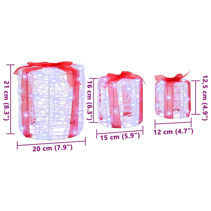 Decorație cutie de cadou 3 pcs Alb rece 20 x 20 x 21 cm Acril - WALTI WALTI