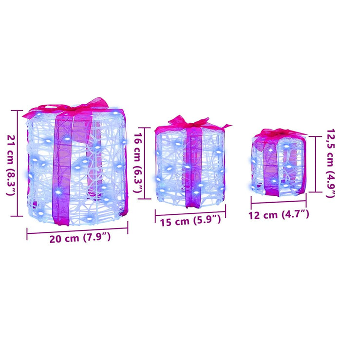 Decorație cutie de cadou 3 pcs albastru 20 x 20 x 21 cm Acril WALTI