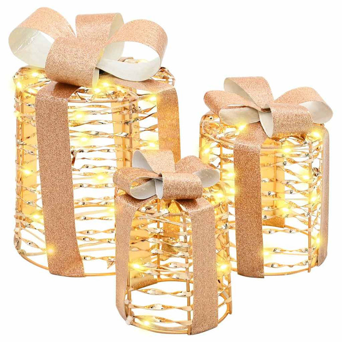 Decorațiune Cutie Cadou 3 pcs Alb cald 20 x 20 x 20 cm PET - WALTI WALTI