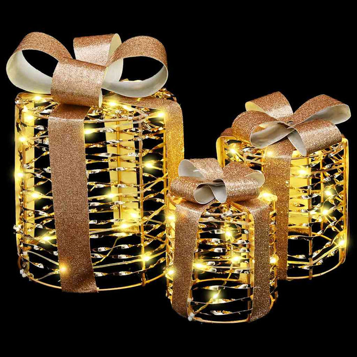 Decorațiune Cutie Cadou 3 pcs Alb cald 20 x 20 x 20 cm PET - WALTI WALTI