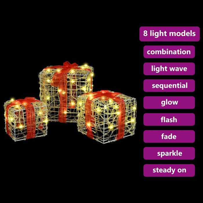 Cutie cadou cu 60 LED 3 pcs Alb cald 20 x 20 x 20 cm Acril - WALTI WALTI