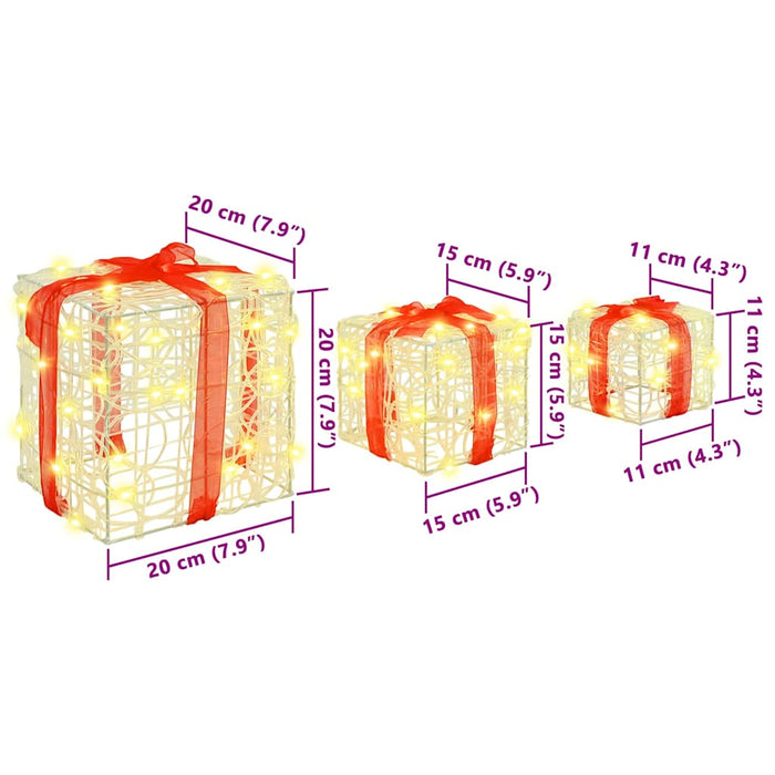 Cutie cadou cu 60 LED 3 pcs Alb cald 20 x 20 x 20 cm Acril - WALTI WALTI