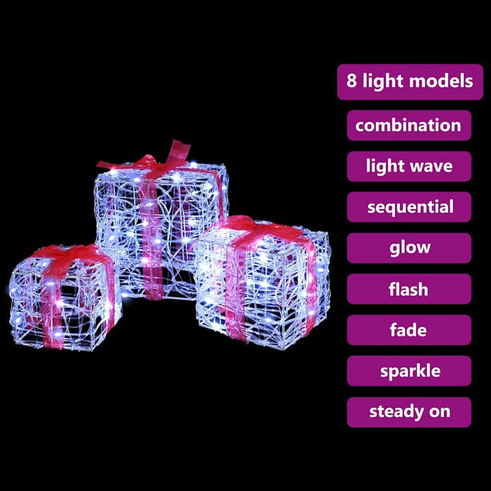 Cutie cadou cu 60 LED 3 pcs Alb rece 20 x 20 x 20 cm Acril - WALTI WALTI
