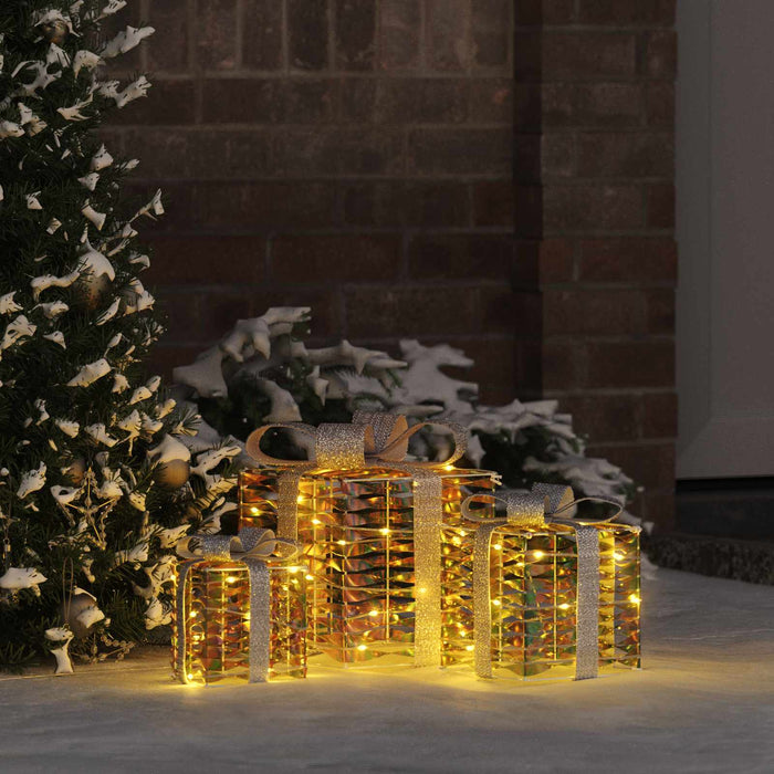 Cutie cadou cu 60 LED 3 pcs Alb cald 20 x 20 x 20 cm PET - WALTI WALTI