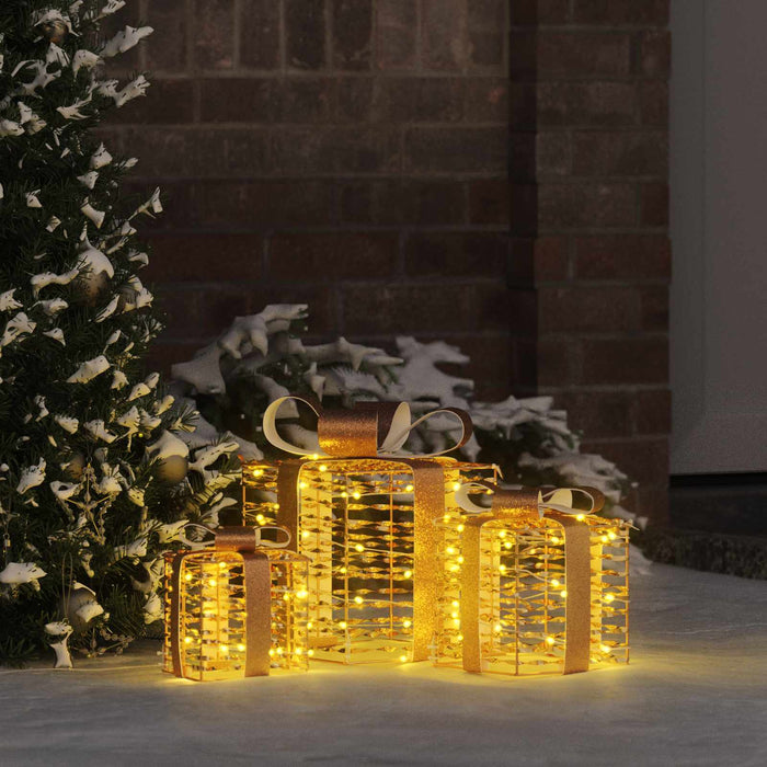 Cutie cadou cu 60 LED 3 pcs Alb cald 20 x 20 x 20 cm PET - WALTI WALTI