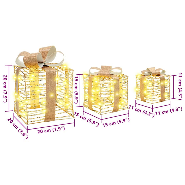 Cutie cadou cu 60 LED 3 pcs Alb cald 20 x 20 x 20 cm PET - WALTI WALTI
