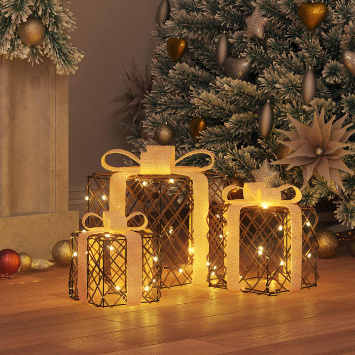 Cutie de cadou de Crăciun iluminată 3 buc. 150 LED-uri Alb cald - WALTI WALTI