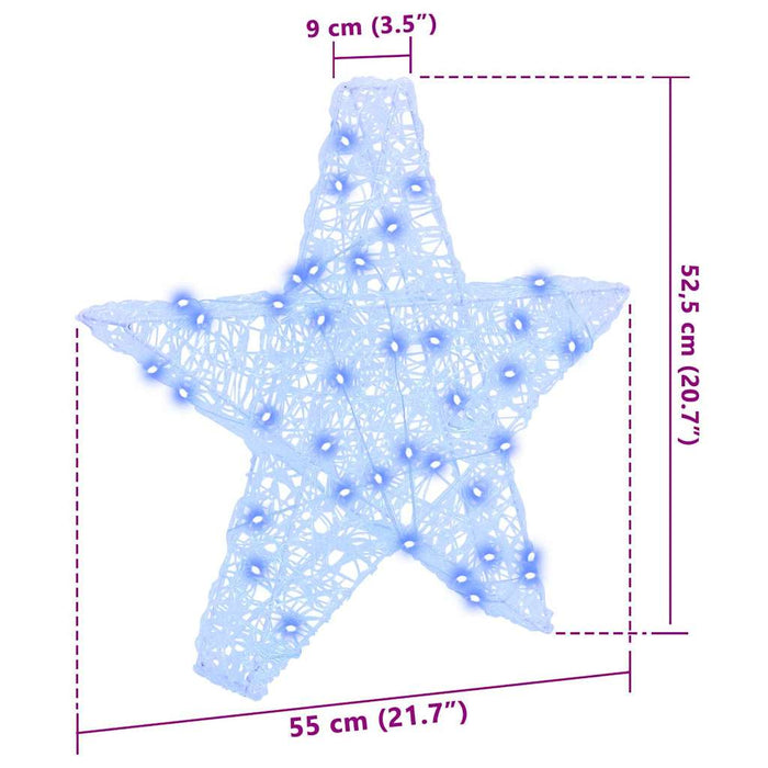 Stea 3D cu 50 LED albastru 55 x 53.5 x 10 cm Acril - WALTI WALTI