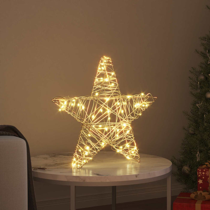 Stea 3D cu 50 LED Alb cald 55 x 52.5 x 9 cm Ratan - WALTI WALTI