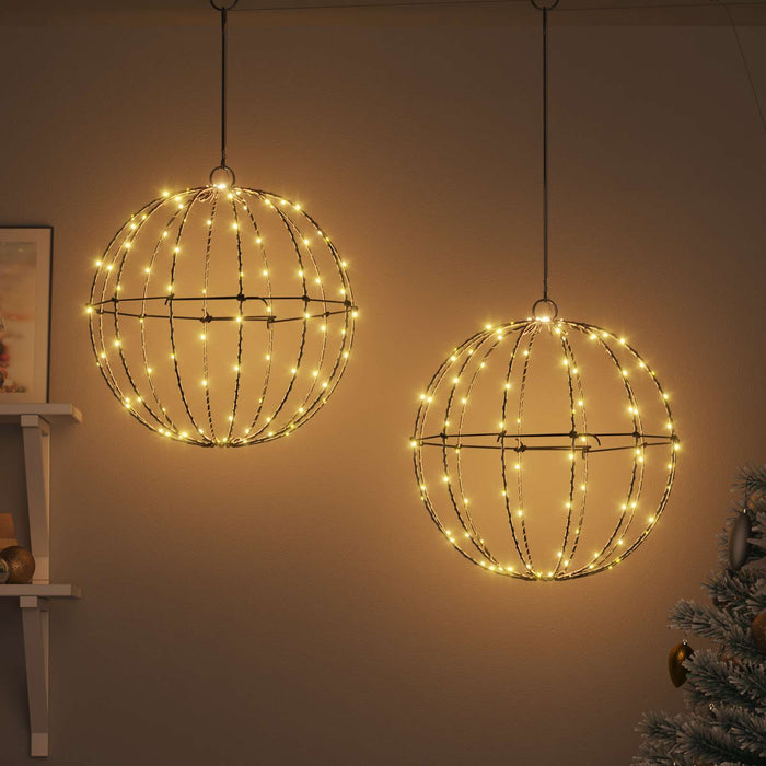 Bola 2 buc. 192 LED-uri Alb cald 40 x 40 x 43,5 cm Metal WALTI