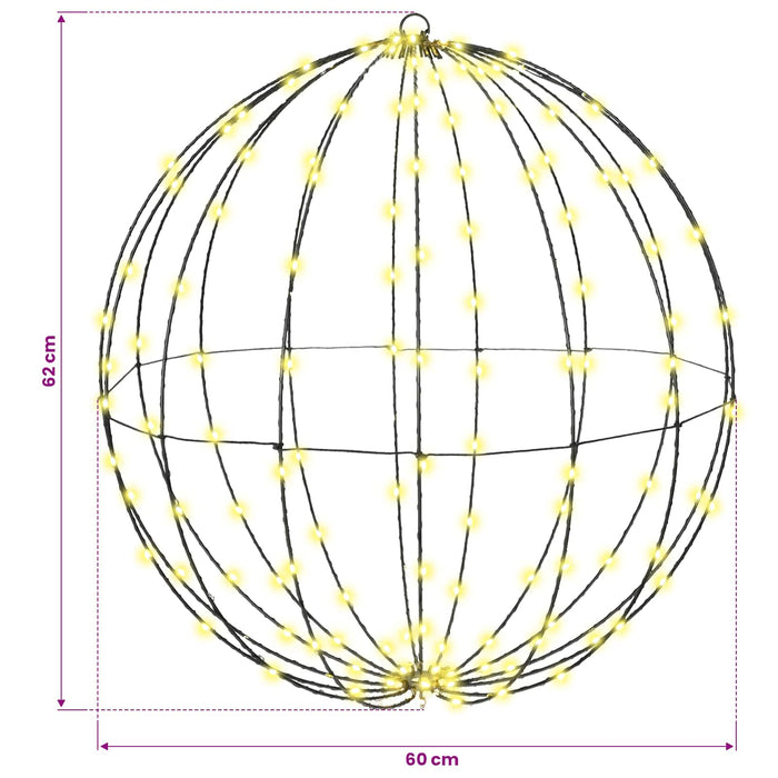 Bola 2 buc. Alb cald 60 x 60 x 62 cm Metal 384 LED-uri WALTI