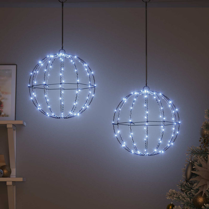 Bola 2 buc. Alb rece 30 x 30 x 32 cm Metal 192 LED-uri WALTI