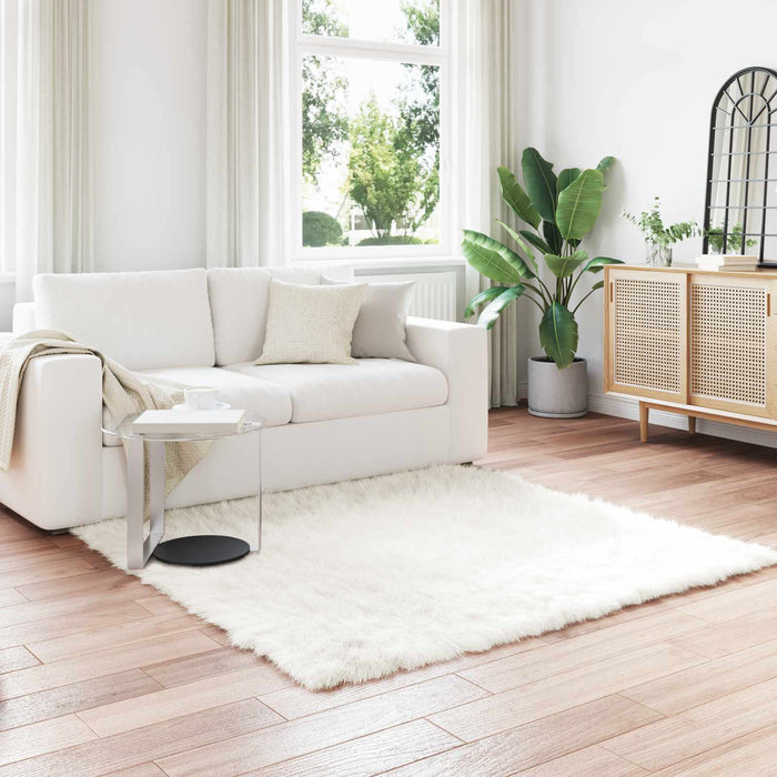 Covor din Lână Faux Tafalla Alb 120 x 120 cm Poliester - WALTI WALTI