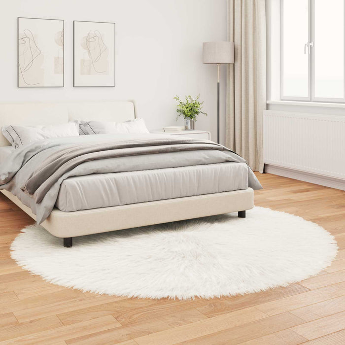 Covor din Lână Faux Tafalla Alb Ø 160 cm Poliester - WALTI WALTI