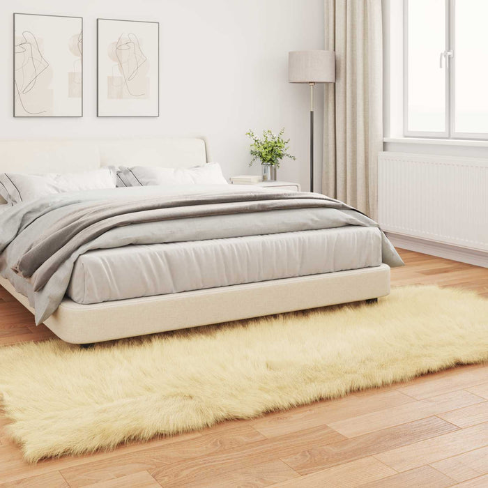 Covor din Lână Faux Tafalla Crem 80 x 250 cm Poliester - WALTI WALTI