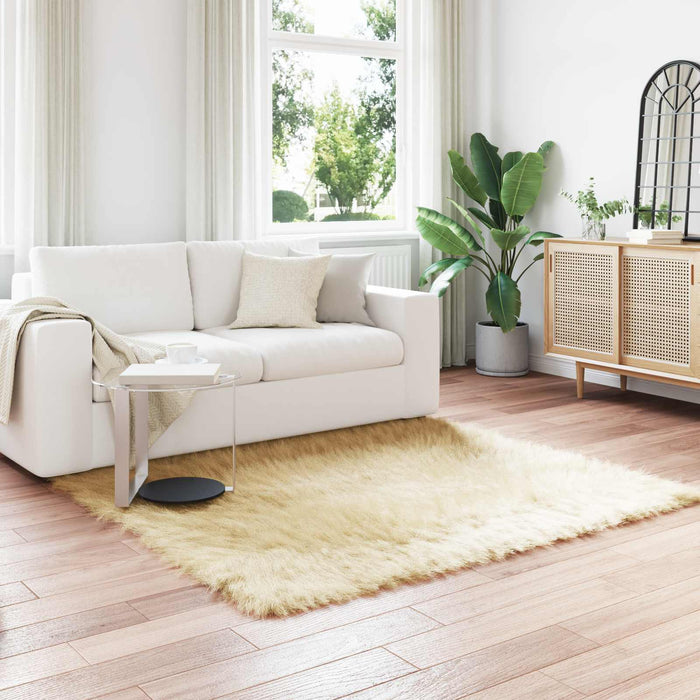 Covor din Lână Faux Tafalla Crem 120 x 120 cm Poliester - WALTI WALTI