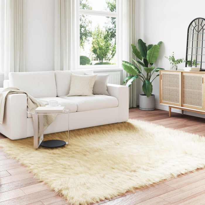 Covor din Lână Faux Tafalla Crem 200 x 200 cm Poliester - WALTI WALTI